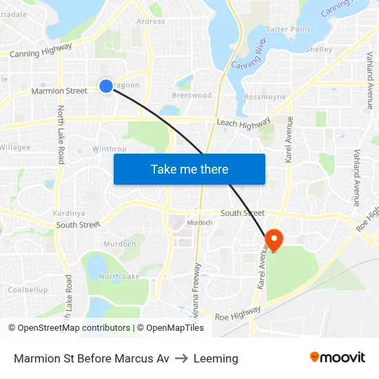 Marmion St Before Marcus Av to Leeming map