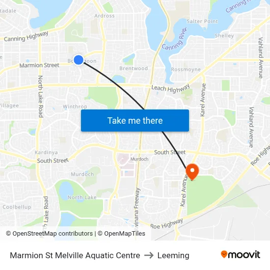 Marmion St Melville Aquatic Centre to Leeming map