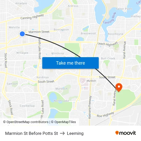 Marmion St Before Potts St to Leeming map