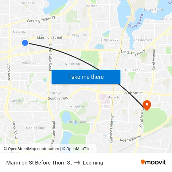 Marmion St Before Thorn St to Leeming map