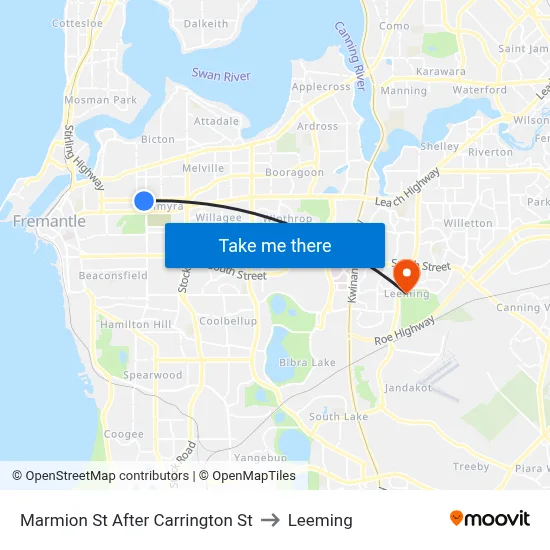 Marmion St After Carrington St to Leeming map