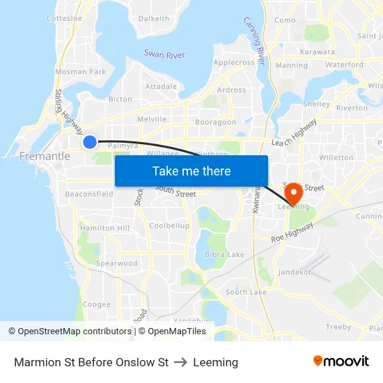 Marmion St Before Onslow St to Leeming map