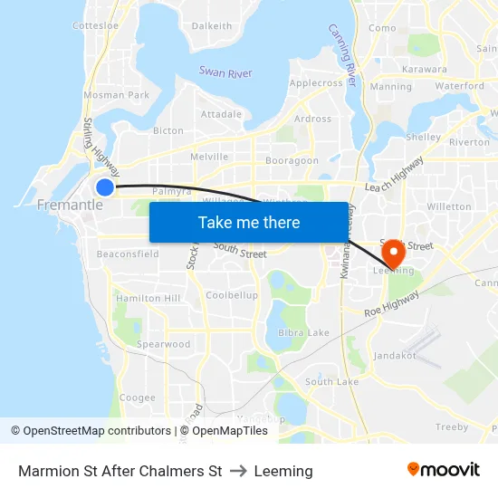 Marmion St After Chalmers St to Leeming map