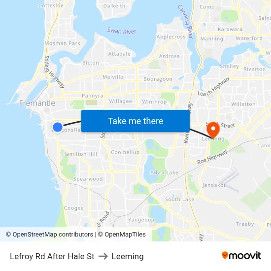 Lefroy Rd After Hale St to Leeming map