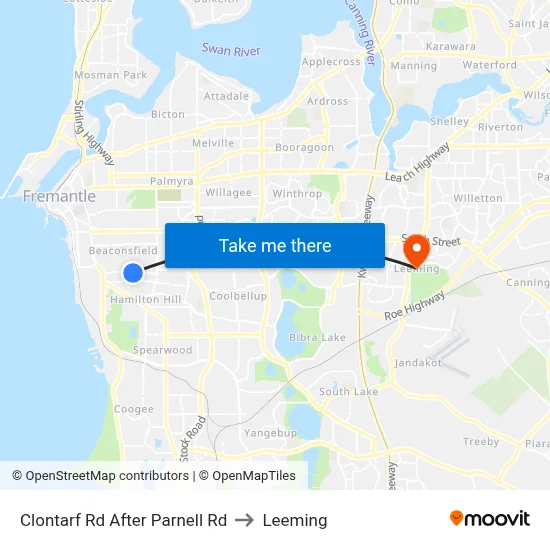 Clontarf Rd After Parnell Rd to Leeming map