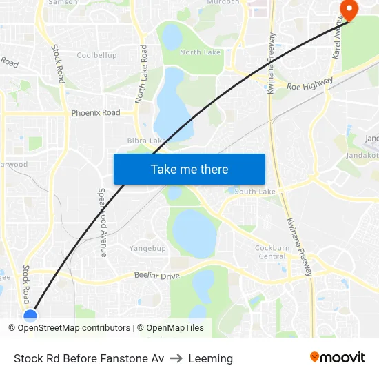 Stock Rd Before Fanstone Av to Leeming map