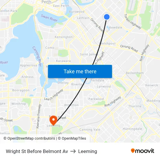 Wright St Before Belmont Av to Leeming map