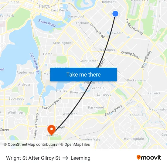 Wright St After Gilroy St to Leeming map