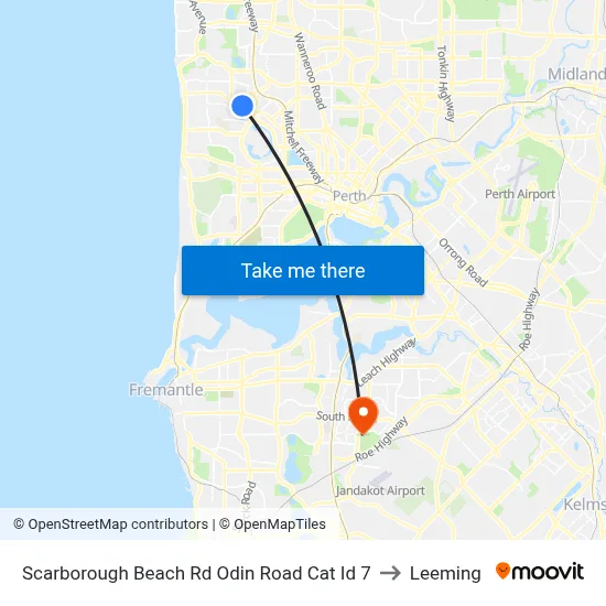 Scarborough Beach Rd Odin Road Cat Id 7 to Leeming map