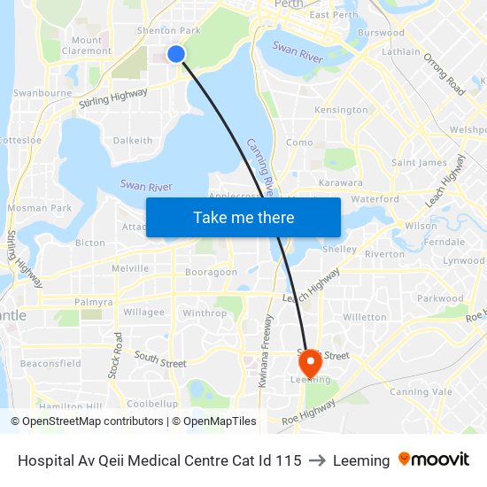 Hospital Av Qeii Medical Centre Cat Id 115 to Leeming map