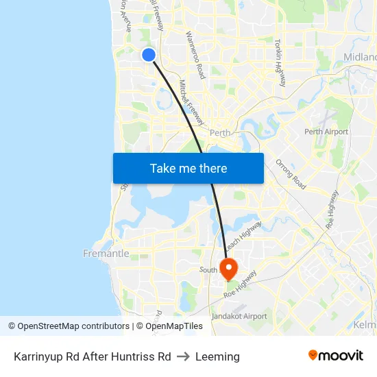 Karrinyup Rd After Huntriss Rd to Leeming map