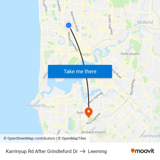 Karrinyup Rd After Grindleford Dr to Leeming map
