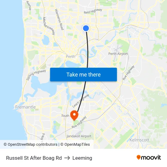 Russell St After Boag Rd to Leeming map