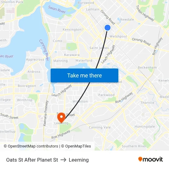 Oats St After Planet St to Leeming map