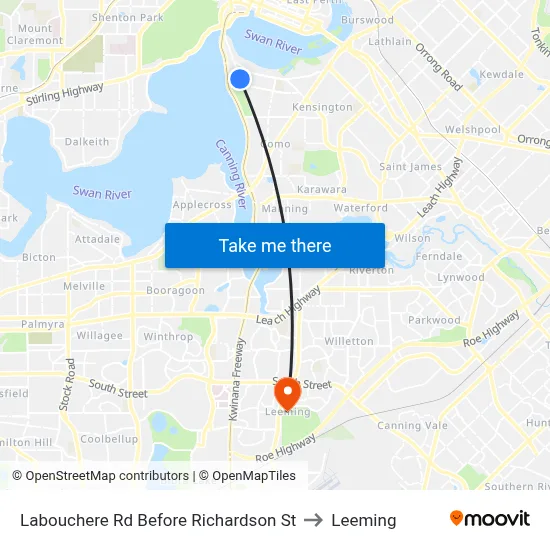 Labouchere Rd Before Richardson St to Leeming map