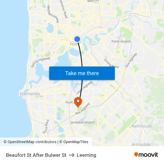 Beaufort St After Bulwer St to Leeming map