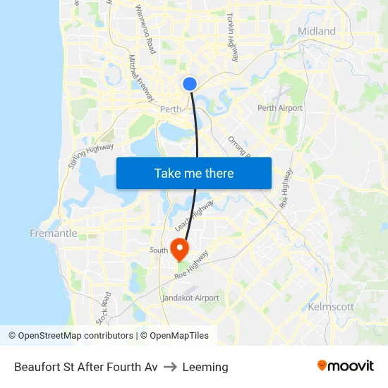 Beaufort St After Fourth Av to Leeming map