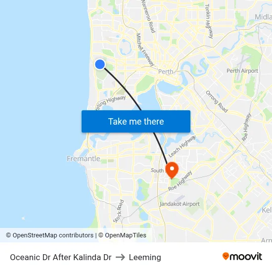 Oceanic Dr After Kalinda Dr to Leeming map