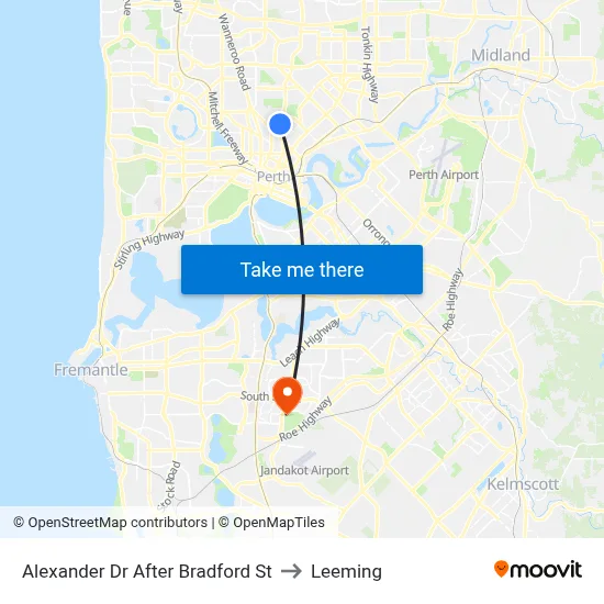 Alexander Dr After Bradford St to Leeming map