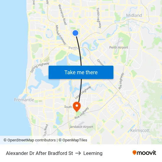 Alexander Dr After Bradford St to Leeming map