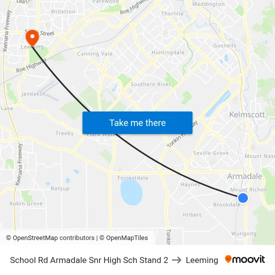 School Rd Armadale Snr High Sch Stand 2 to Leeming map