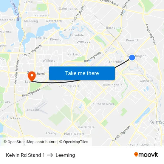 Kelvin Rd Stand 1 to Leeming map