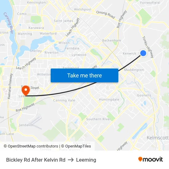Bickley Rd After Kelvin Rd to Leeming map