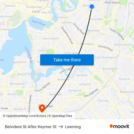 Belvidere St After Keymer St to Leeming map