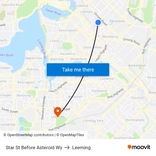 Star St Before Asteroid Wy to Leeming map