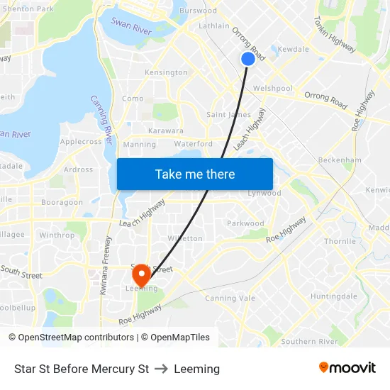 Star St Before Mercury St to Leeming map