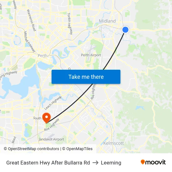 Great Eastern Hwy After Bullarra Rd to Leeming map