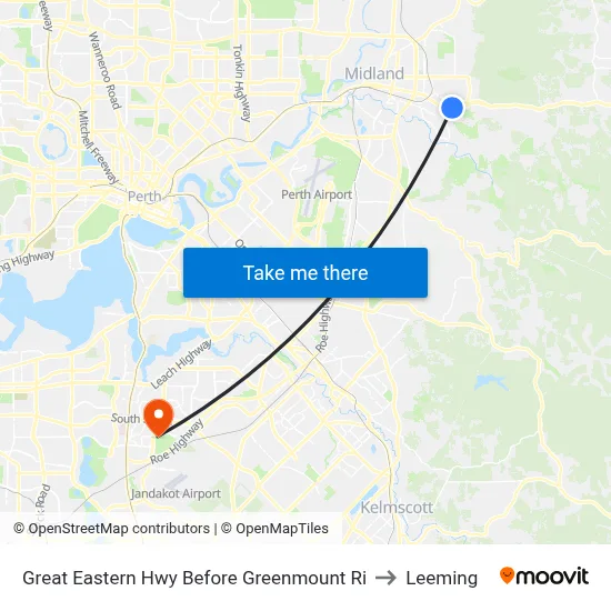 Great Eastern Hwy Before Greenmount Ri to Leeming map