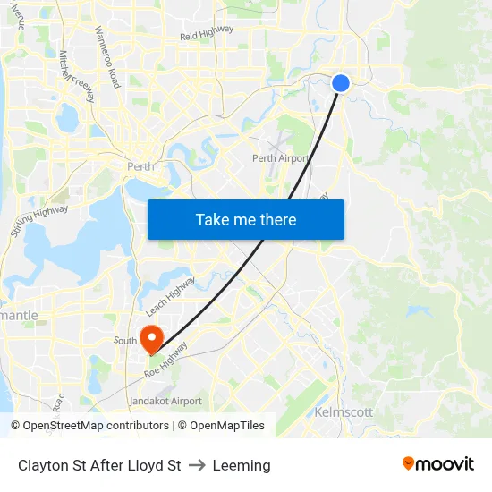 Clayton St After Lloyd St to Leeming map