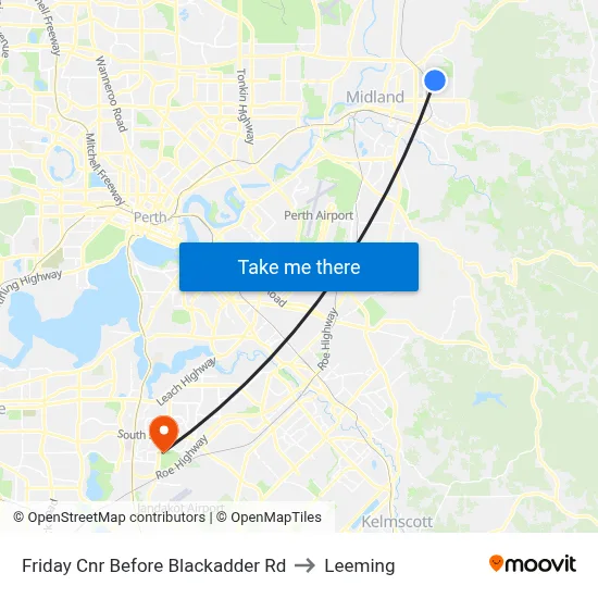Friday Cnr Before Blackadder Rd to Leeming map