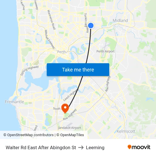 Walter Rd East After Abingdon St to Leeming map