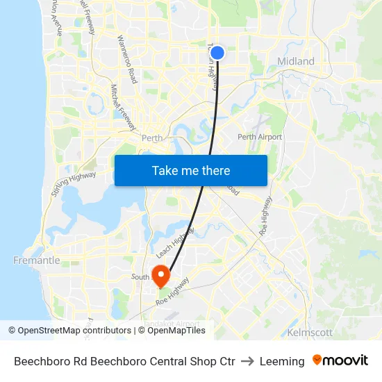 Beechboro Rd Beechboro Central Shop Ctr to Leeming map