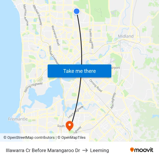 Illawarra Cr Before Marangaroo Dr to Leeming map