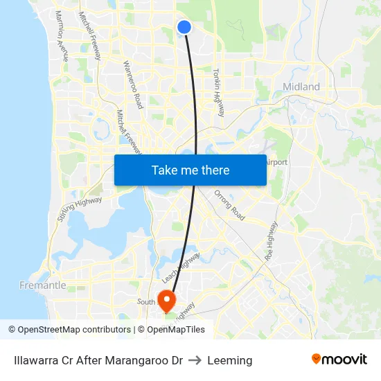 Illawarra Cr After Marangaroo Dr to Leeming map