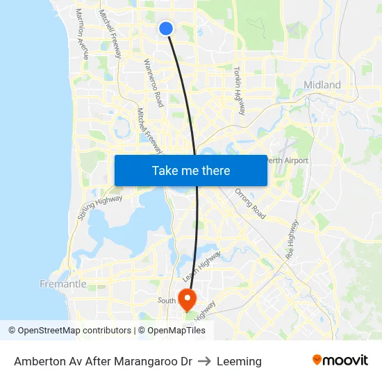 Amberton Av After Marangaroo Dr to Leeming map