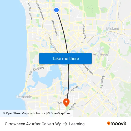 Girrawheen Av After Calvert Wy to Leeming map