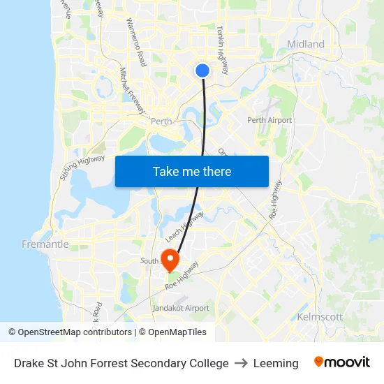 Drake St John Forrest Secondary College to Leeming map