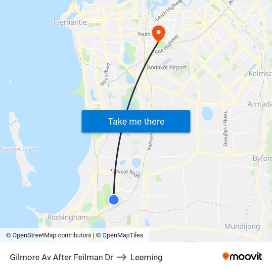 Gilmore Av After Feilman Dr to Leeming map