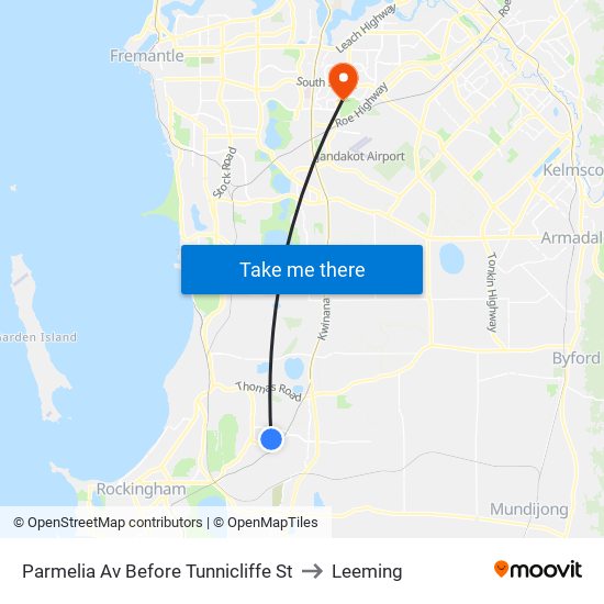 Parmelia Av Before Tunnicliffe St to Leeming map