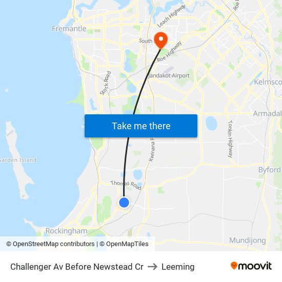 Challenger Av Before Newstead Cr to Leeming map