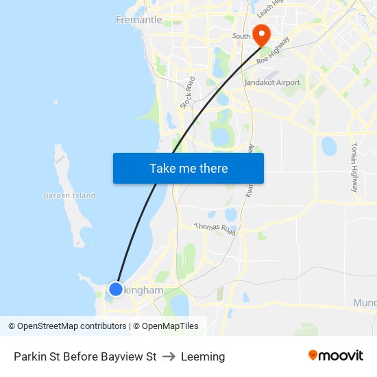 Parkin St Before Bayview St to Leeming map