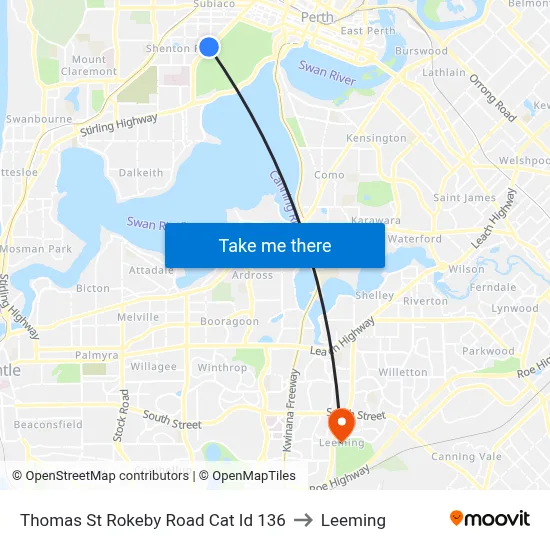 Thomas St Rokeby Road Cat Id 136 to Leeming map