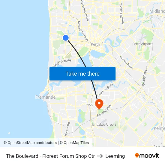 The Boulevard  - Floreat Forum Shop Ctr to Leeming map