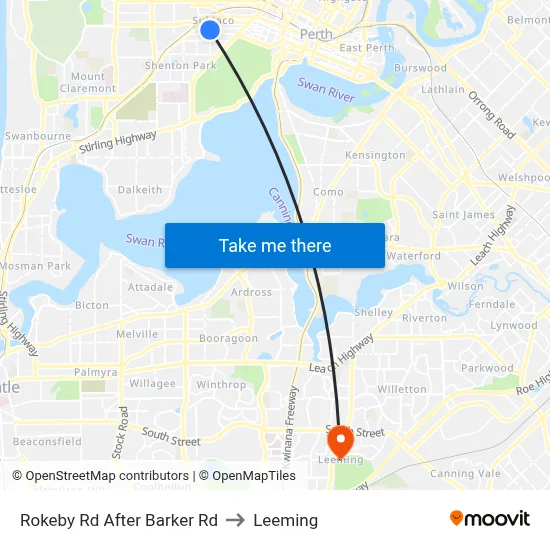 Rokeby Rd After Barker Rd to Leeming map