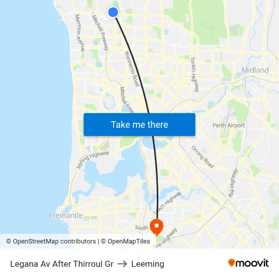 Legana Av After Thirroul Gr to Leeming map