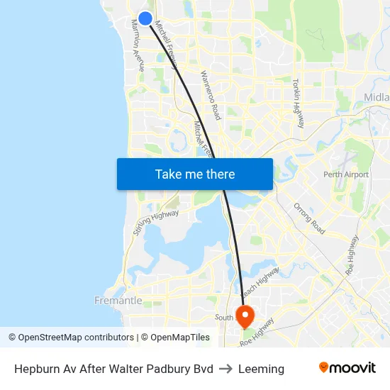 Hepburn Av After Walter Padbury Bvd to Leeming map
